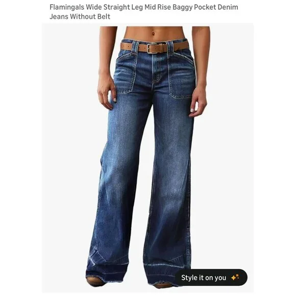 NEW Flamingals Womens High-Waist Wide-Leg Denim Jeans Size Small Casual Fit - Picture 13 of 14